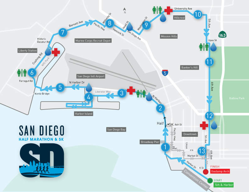 San Diego Half Marathon & 5k Course Map