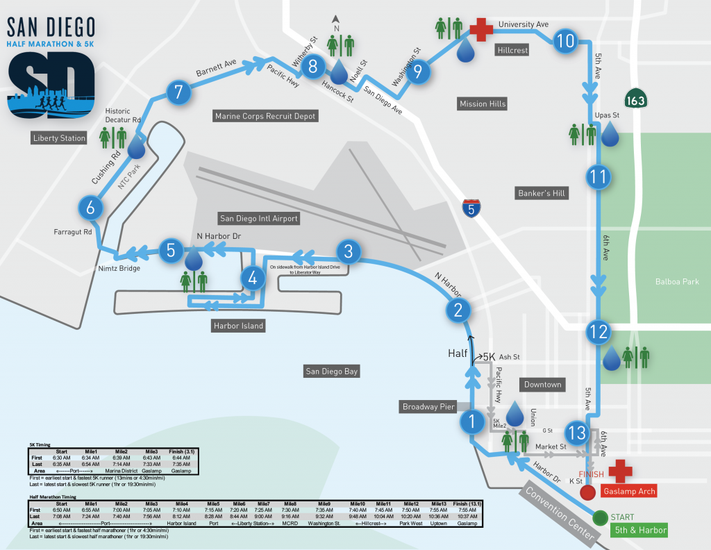 San Diego Half Marathon Course Map